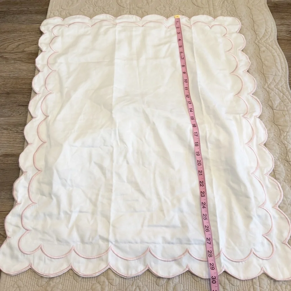 Pippen House Pillow Sham Case Scalloped Preppy Southern Twin Cotton Pink Girl